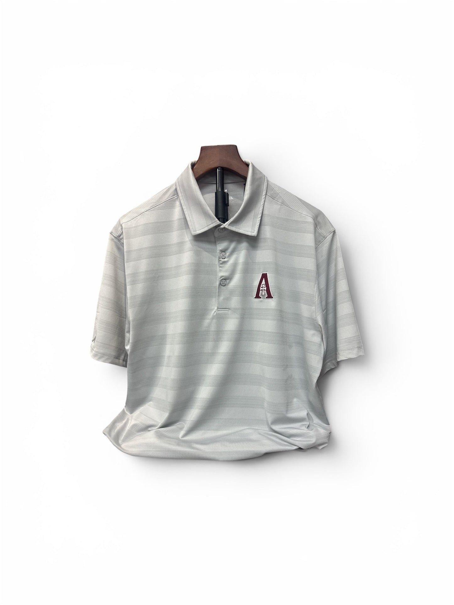Mens Grey Multistripe Polo "A" Logo