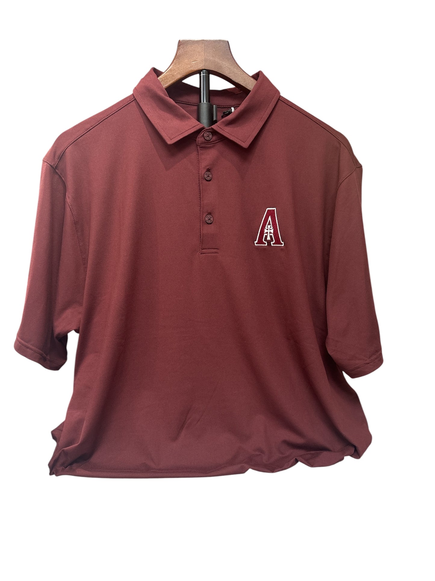 Mens Solid Maroon Polo "A" Logo