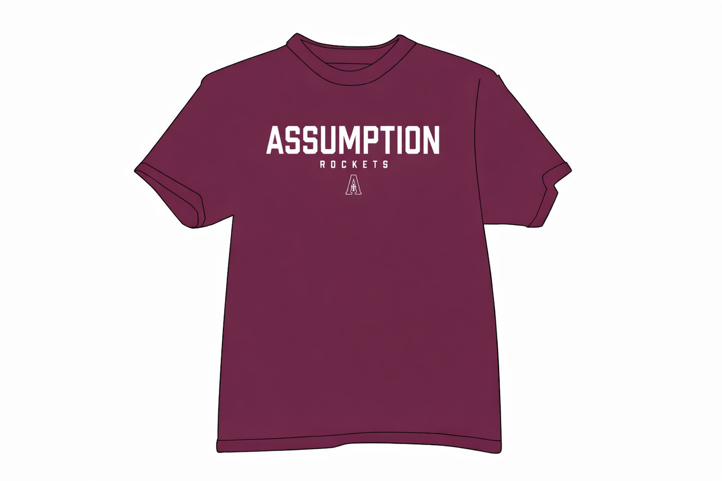 Assumption Maroon "A" Gildan Tshirt