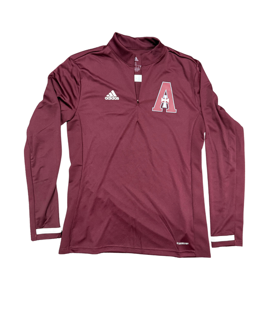 Adidas 1/4 Zip - Maroon - A logo - White Trim on Sleeves