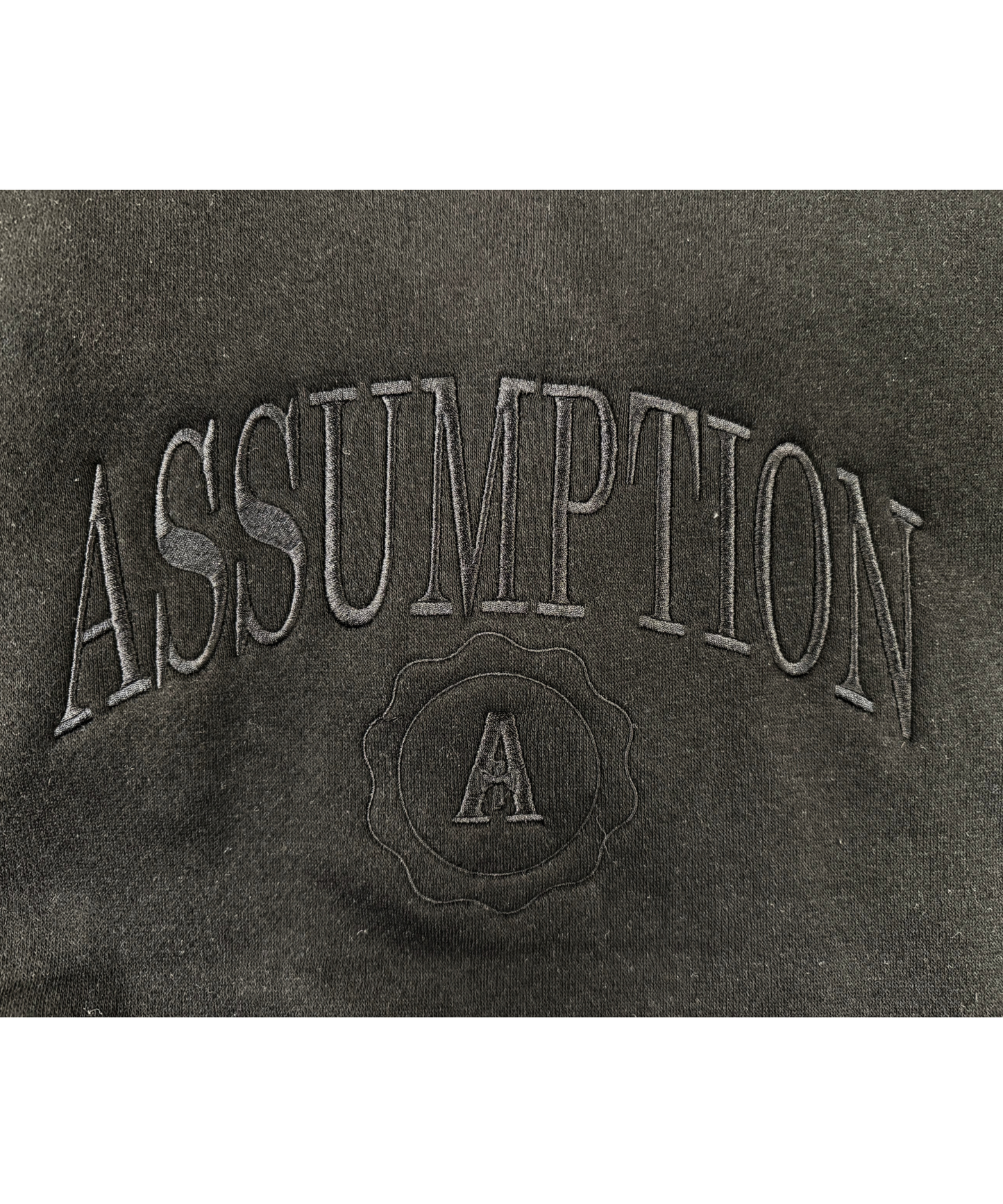 Sweatshirt - Crew Neck - Black -  Embroidered Assumption