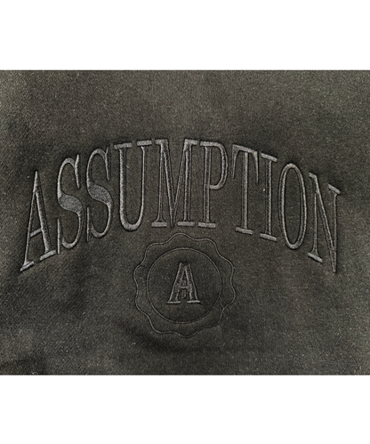 Sweatshirt - Crew Neck - Black -  Embroidered Assumption