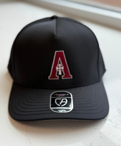 Premium Water-Resistant Perforated Hat - Black - A logo