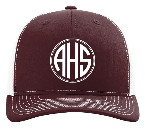 AHS Trucker Maroon/White -White Monogram Logo