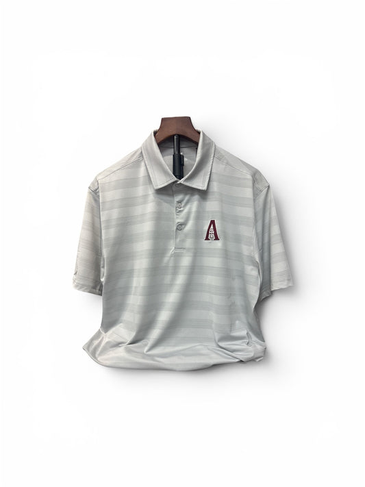 Mens Grey Multistripe Polo "A" Logo