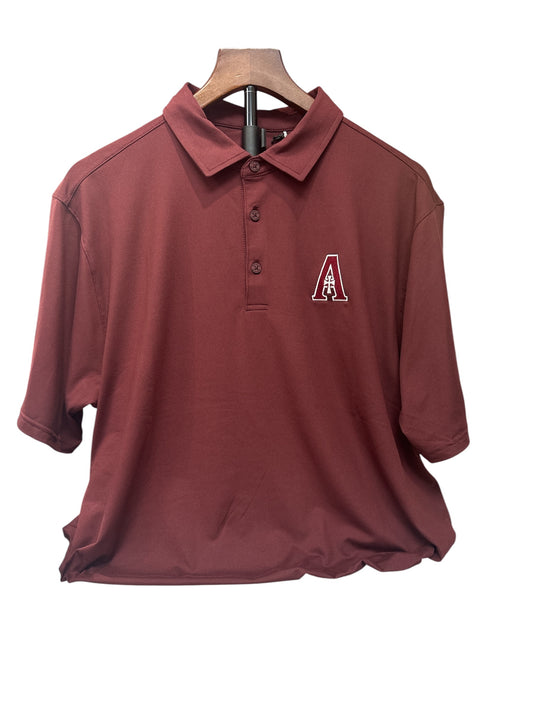 Mens Solid Maroon Polo "A" Logo
