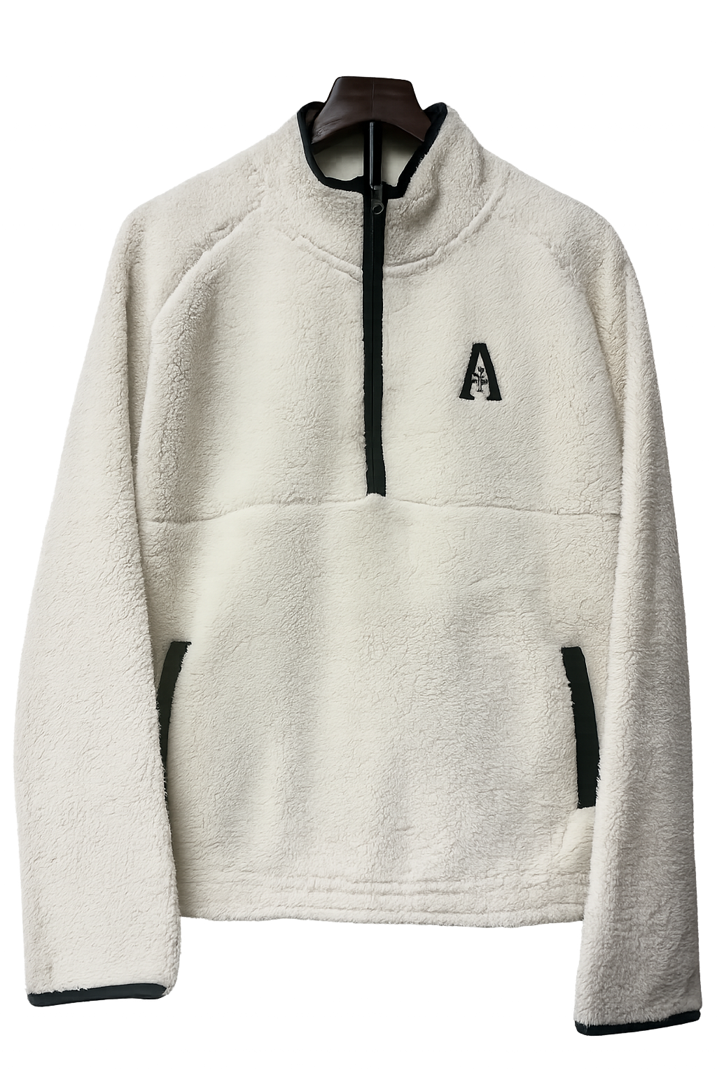 1/2-Zip Natural Fleece w/Black A & Piping