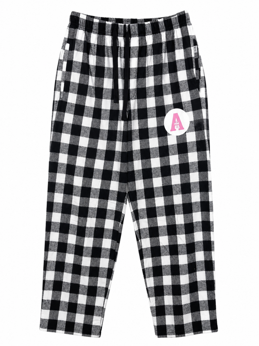 Flannel PJ Pants Pink A- Black & White Buffalo Plaid