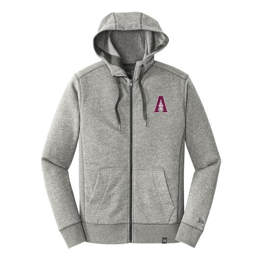 Sweatshirt - Full Zip Hoodie - Grey - A Logo