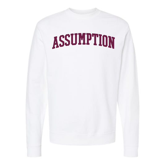 Sweatshirt - Crew Neck - White - Stitched Applique - Assumption
