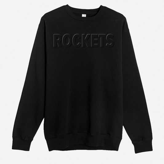Sweatshirt - Crew Neck - Black - Tonal Embossed Rockets