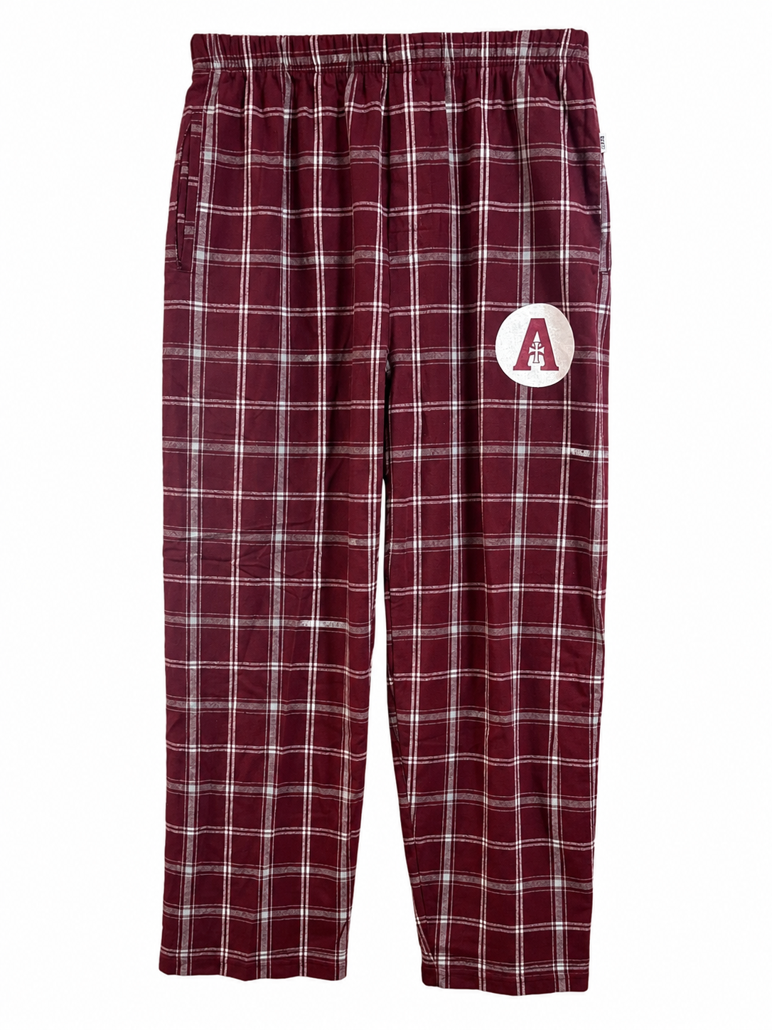 Flannel PJ Pants A logo- Maroon & White Plaid