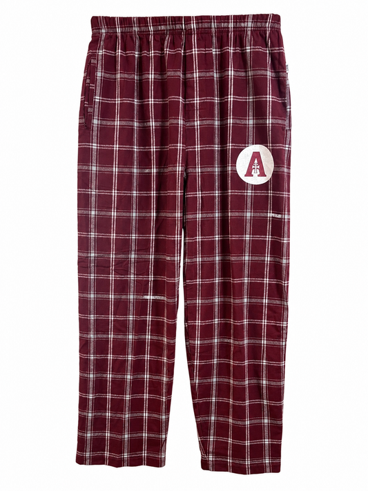Flannel PJ Pants A logo- Maroon & White Plaid
