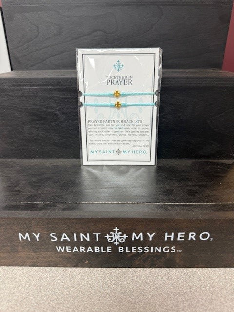 MY SAINT MY HERO-PRAYER PARTNER BRACELETS/MINT & GOLD