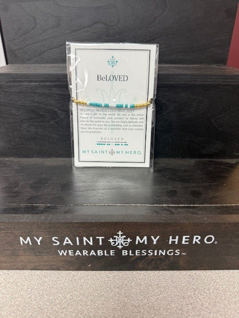 MY SAINT MY HERO-BeLOVED Morse Code-Bracelet-Gold/Turqoise