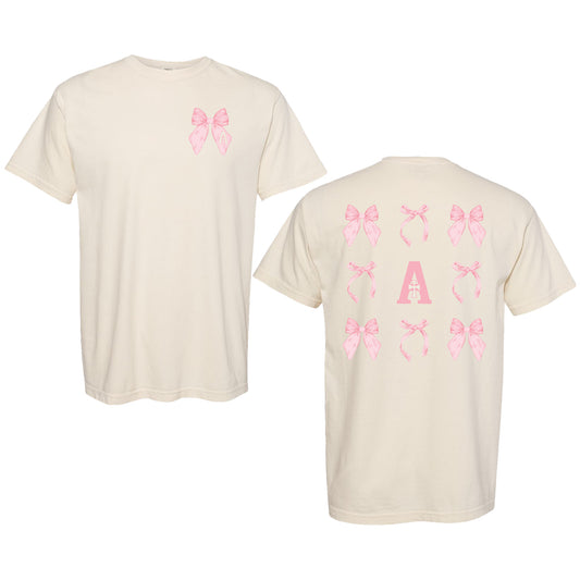 T-shirt - Ivory - Coquette Bows w/ A Logo