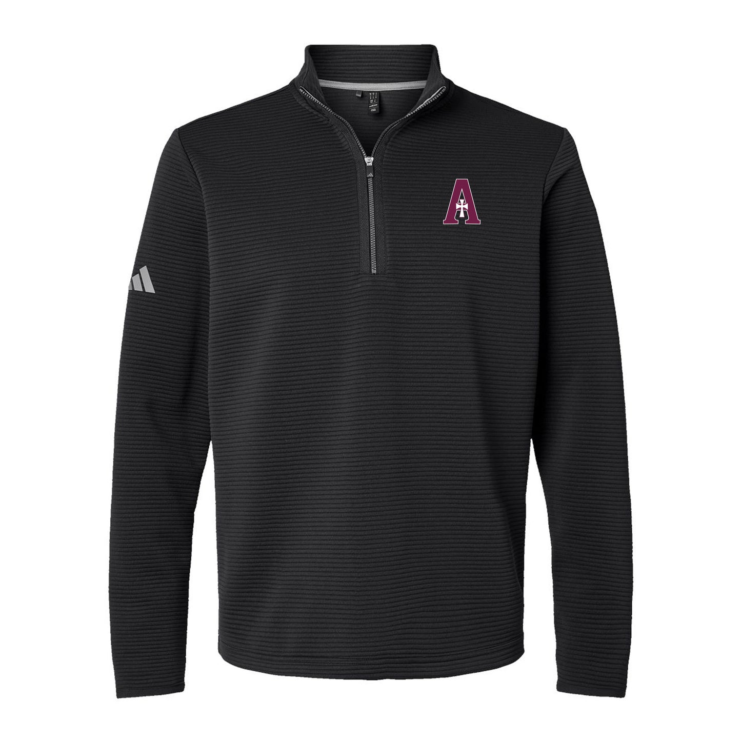 Quarter Zip (Textured) - Adidas - Black - A Logo (Two Styles)