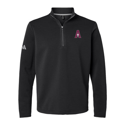 Quarter Zip (Textured) - Adidas - Black - A Logo (Two Styles)