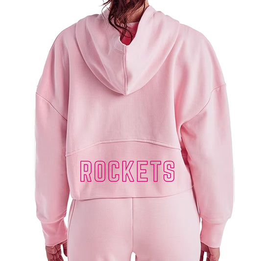 Half Zip - Cropped Hooded Sweatshirt - Pink - Rockets