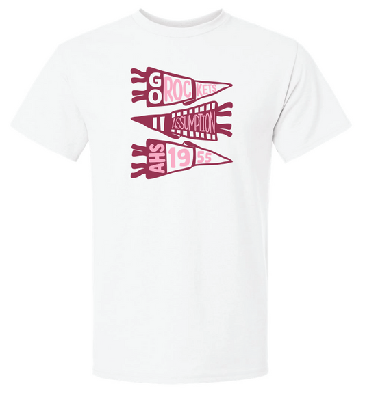 T-shirt White Pennants Pink Maroon
