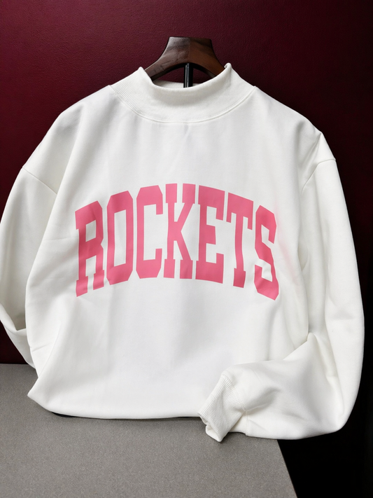 White Mock neck Rockets Pink