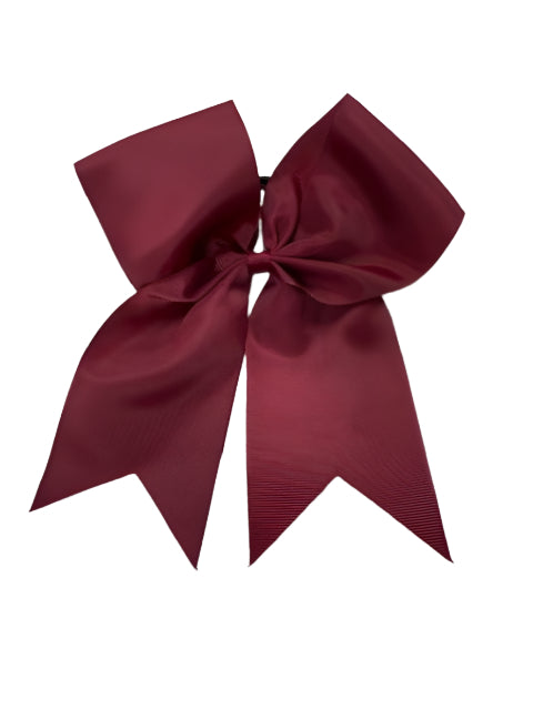 Bow- 8" Large Maroon Cheer Bow with Ponytail Holder