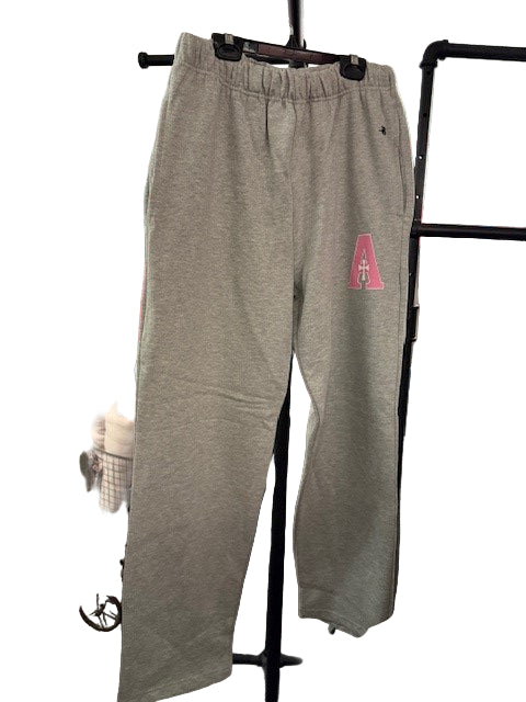 Sweatpants - Grey- w/Pink "A"