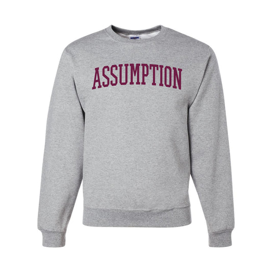 Sweatshirt - Crew Neck - Grey - Embroidered Assumption