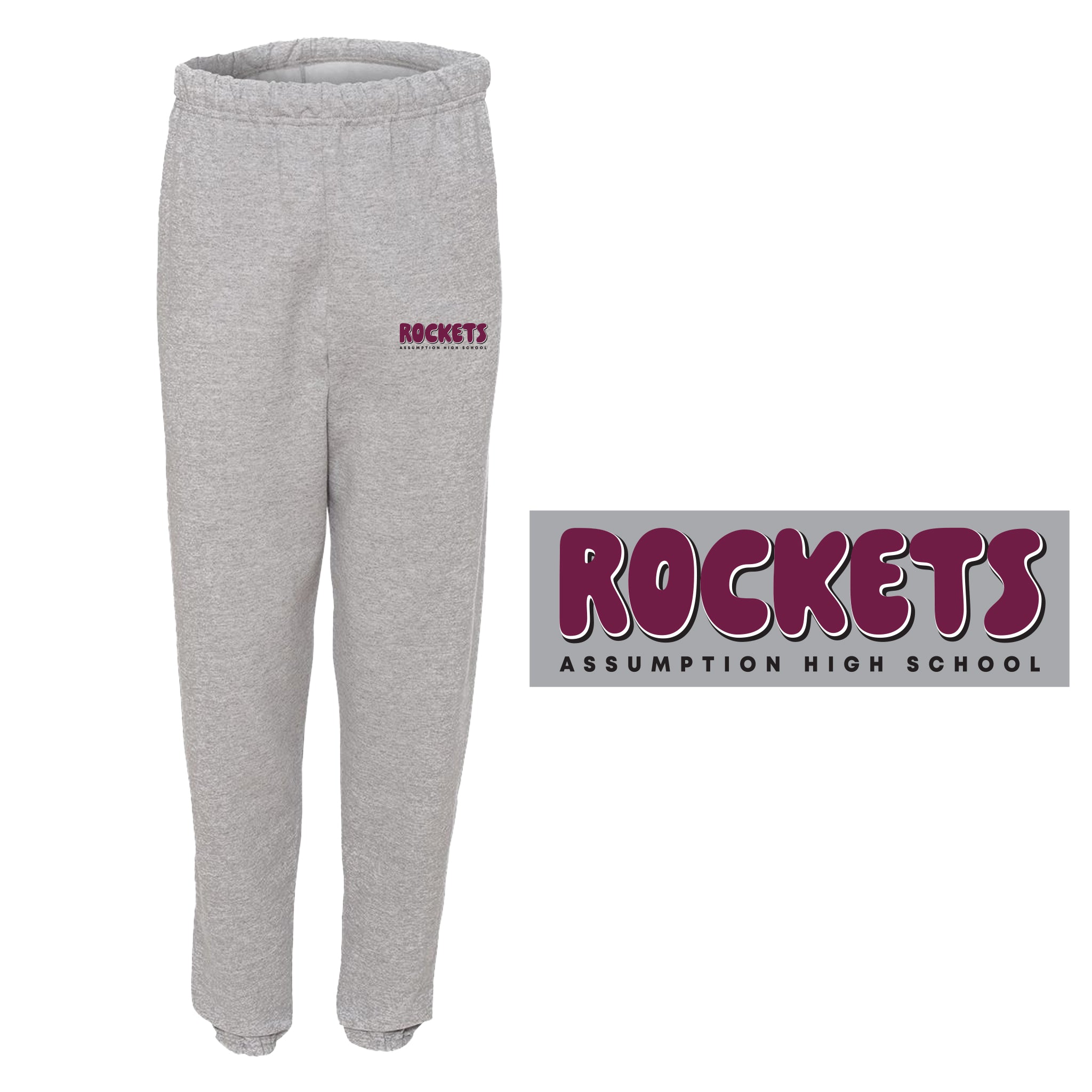 Assumption Rockets Sweatpants - Joggers - Grey - Rockets – Assumption High School Campus Store