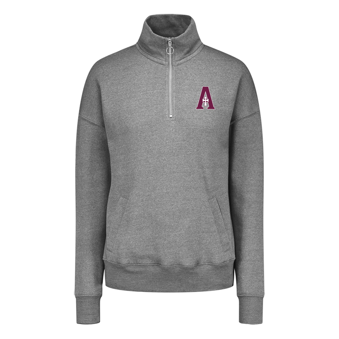 Quarter Zip - Grey - A Logo