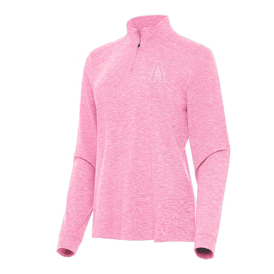 Quarter Zip - Pink - A Logo