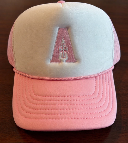 Hat - Light Pink A Logo Trucker