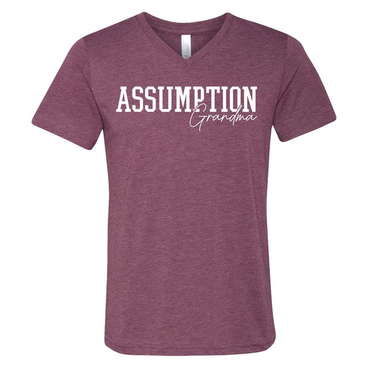 T-shirt - V-Neck - Maroon - Assumption Grandma
